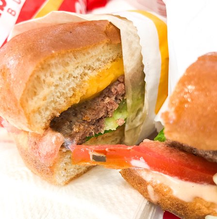 In-n-Out Cheeseburger Cut In Half